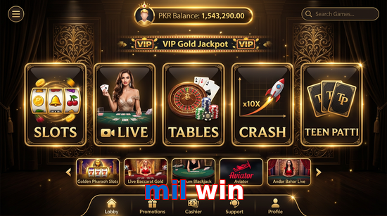Main screen of Mil Win casino page for PK players