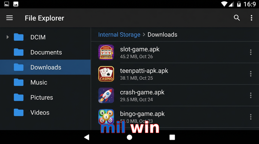 Main screen of Mil Win gameapk page for PK players