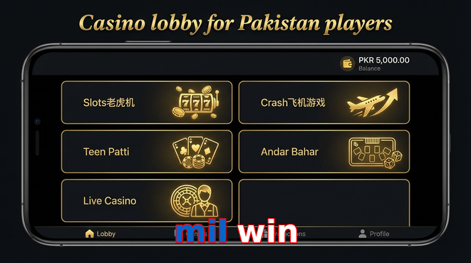 Lobby view of Mil Win for Pakistan users